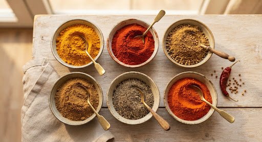 Commercial spice powder bowls and seasonings